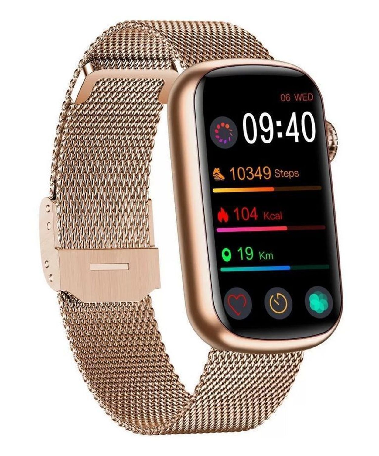 Smartwatch damski na bransolecie Garett Wave RT złoty stalowy.jpg